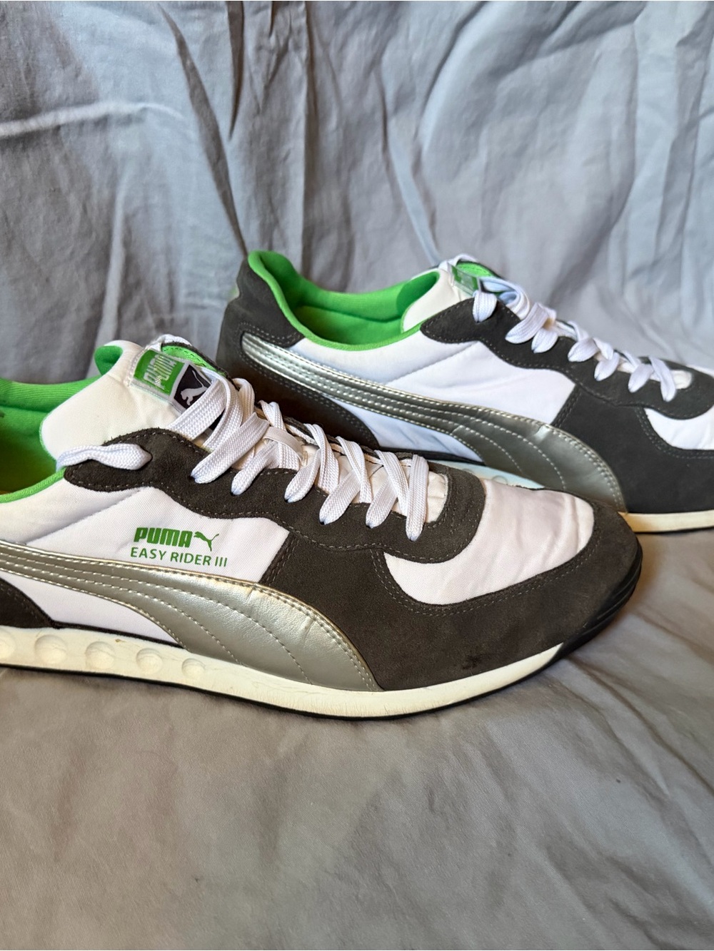 Puma Men's Easy Rider III Gray, White & Green Sneakers